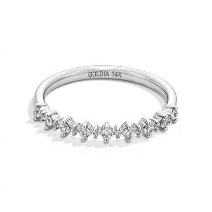 0.2 CT. TW Diamond Alternating Stackable Anniversary Band in 14K White Gold