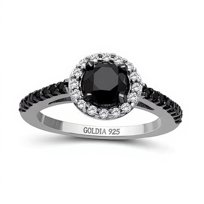 1.5 CT. TW Black and White Diamond Frame Ring in Sterling Silver