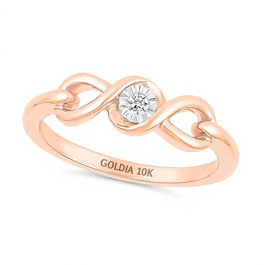 Diamond Accent Solitaire Cascading Infinity Frame Buckle Promise Ring in 10K Rose Gold (J/I3)