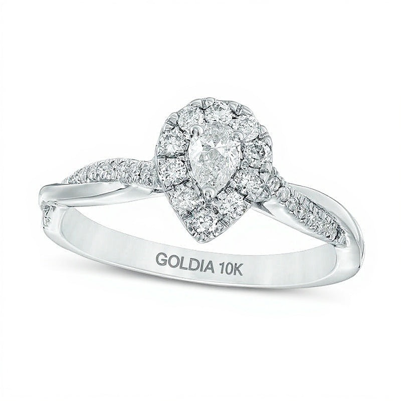 0.38 CT. TW Pear-Shaped Diamond Frame Twist Engagement in 10K White Gold