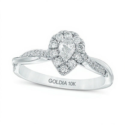 0.38 CT. TW Pear-Shaped Diamond Frame Twist Engagement in 10K White Gold