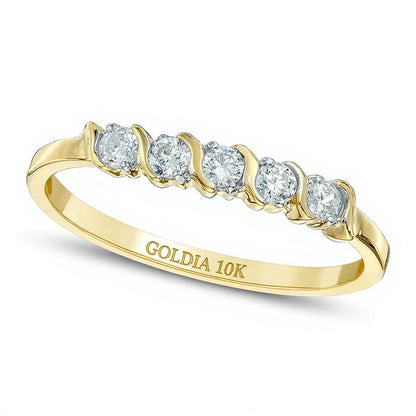 0.2 CT. TW Diamond Five Stone Wedding Band in 10K Gold