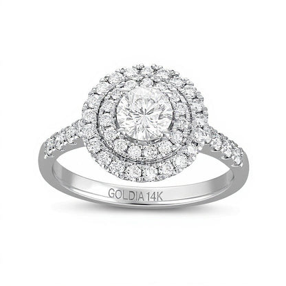 1.25 CT. TW Diamond Double Frame Engagement Ring in 14K White Gold (I/I1)
