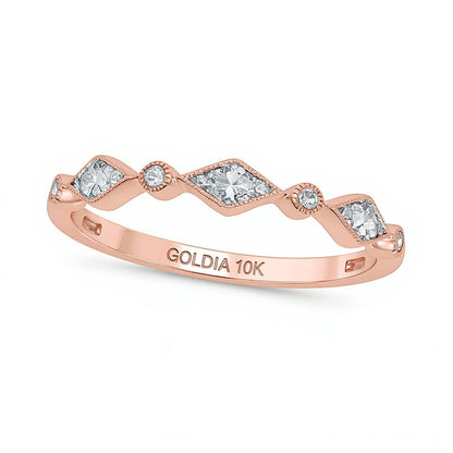 0.1 CT. TW Multi-Diamond Station Art Deco Stackable Band in 10K Rose Gold