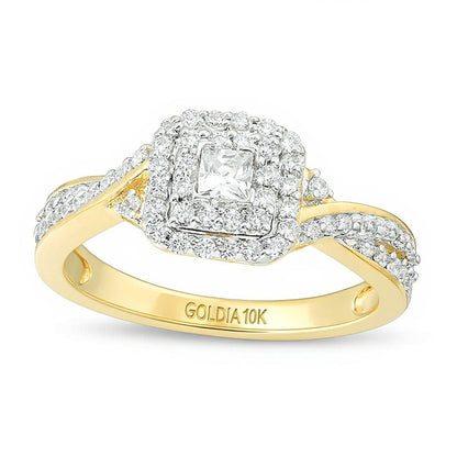 0.33 CT. TW Princess-Cut Diamond Double Frame Engagement Ring in 10K Gold