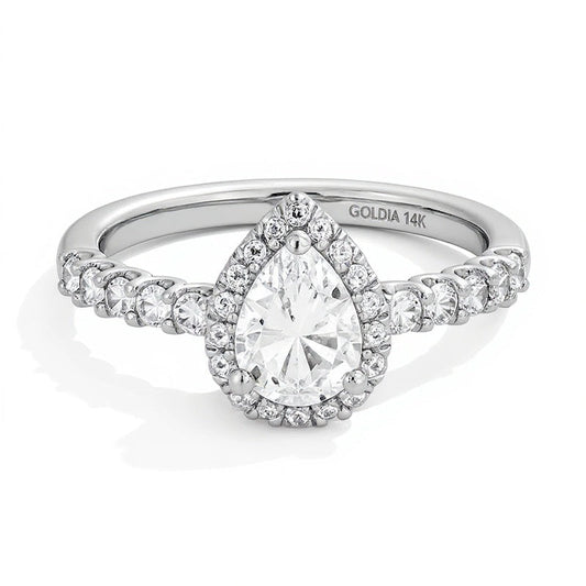 1.5 CT. TW Pear-Shaped Lab-Grown Diamond Frame Ring in 14K White Gold (F/SI2)
