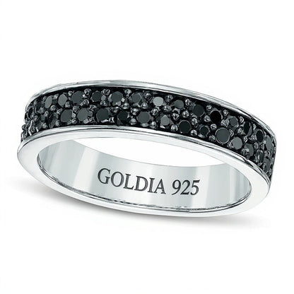 0.5 CT. TW Black Diamond Double Row Band in Sterling Silver