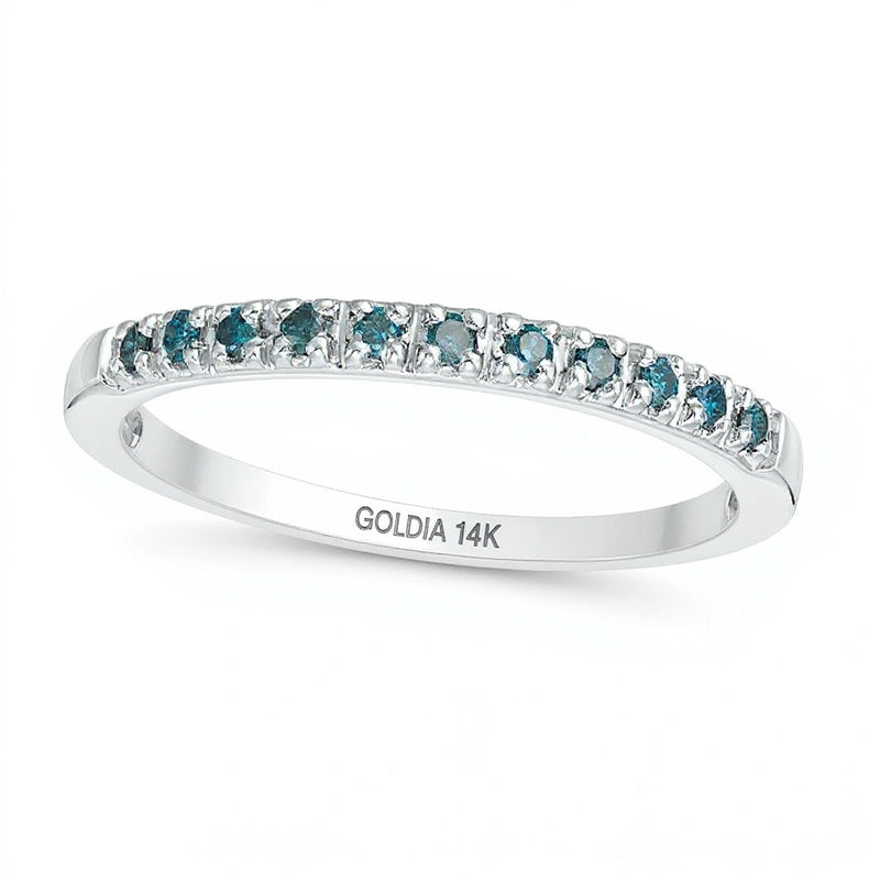 0.1 CT. TW Enhanced Blue Diamond Anniversary Band in 14K White Gold