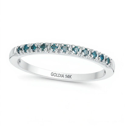 0.1 CT. TW Enhanced Blue Diamond Anniversary Band in 14K White Gold