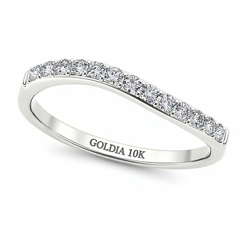 0.25 CT. TW Diamond Wave Anniversary Band in 10K White Gold