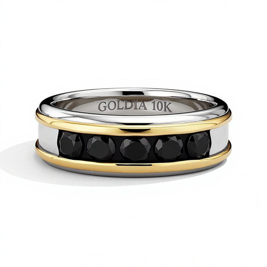 1.0 CT. TW Black Diamond Five-Stone Band in 10K Two-Tone Gold