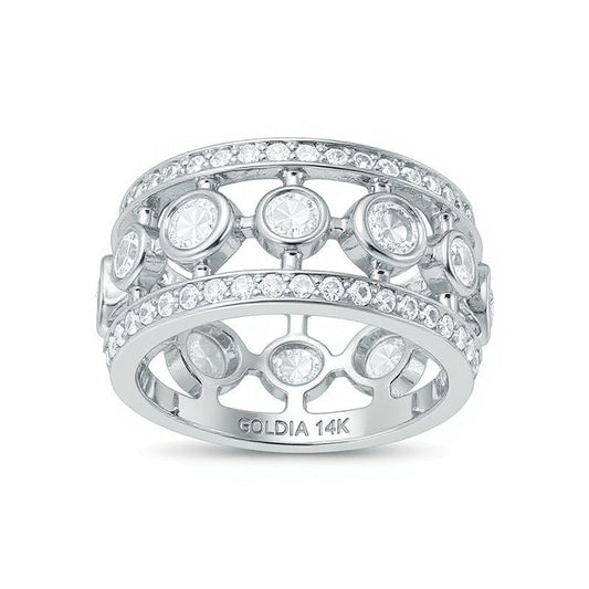 1.75 CT. TW Diamond Open Vintage-Style Wide Eternity Band in 14K White Gold