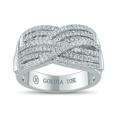 1.0 CT. TW Diamond Three Row Woven Ring in 10K White Gold
