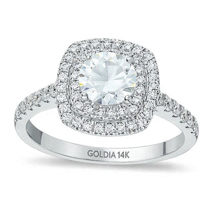 1.2 CT. TW Diamond Square Double Frame Engagement Ring in 14K White Gold