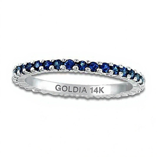 Blue Sapphire Eternity Band in 14K White Gold