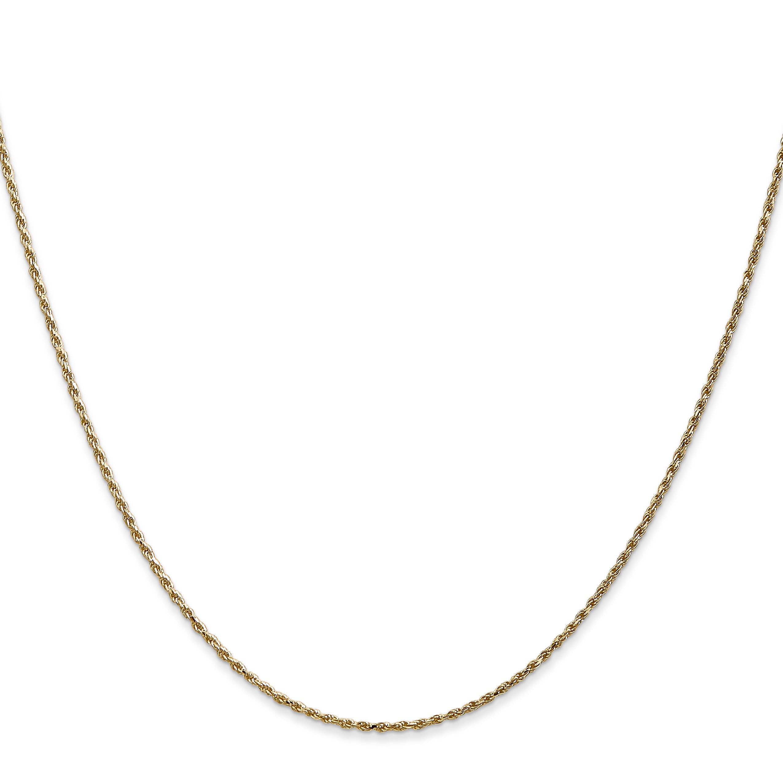 14k Yellow Gold 14 inch 1.15mm Diamond-cut Machine Made Rope with Lobster Clasp Chain Necklace