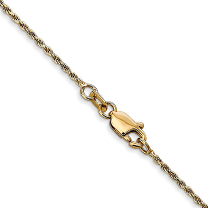 14k Yellow Gold 16 inch 1.15mm Diamond-cut Machine Made Rope with Lobster Clasp Chain Necklace