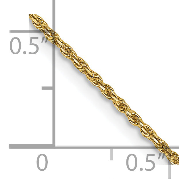 14k Yellow Gold 14 inch 1.15mm Diamond-cut Machine Made Rope with Lobster Clasp Chain Necklace