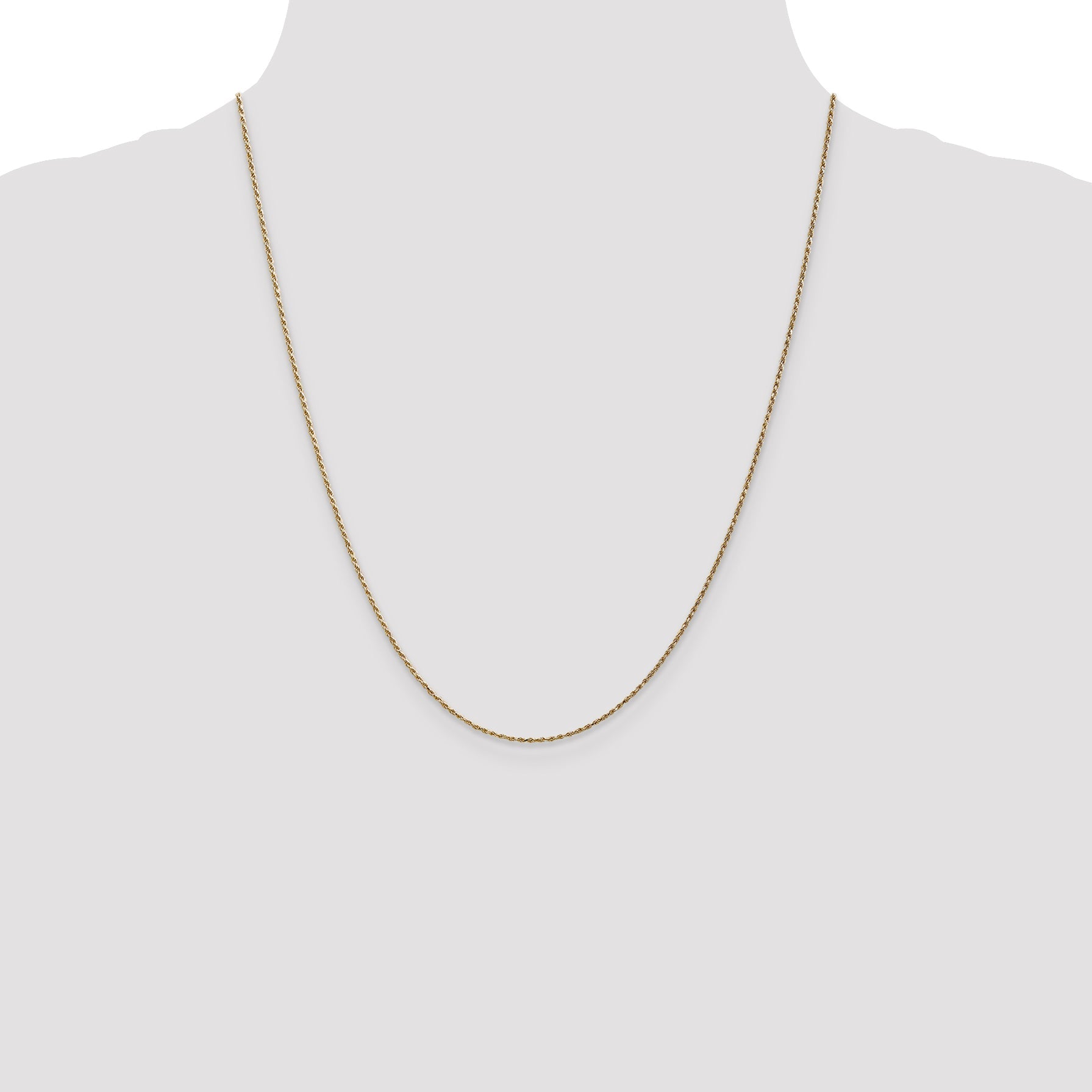 14k Yellow Gold 22 inch 1.15mm Diamond-cut Machine Made Rope with Lobster Clasp Chain Necklace