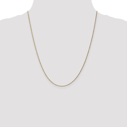 14k Yellow Gold 22 inch 1.15mm Diamond-cut Machine Made Rope with Lobster Clasp Chain Necklace