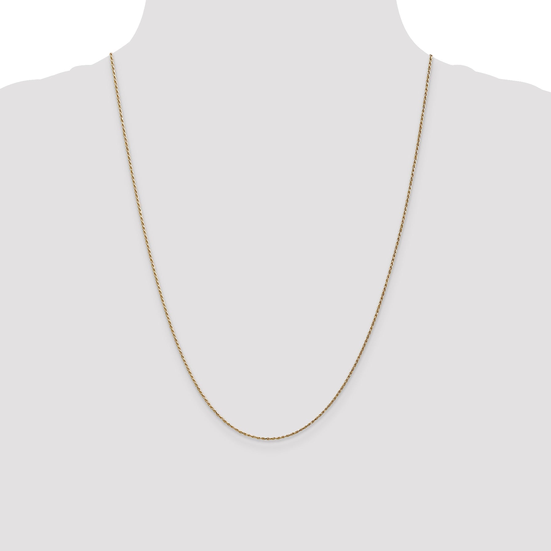 14k Yellow Gold 24 inch 1.15mm Diamond-cut Machine Made Rope with Lobster Clasp Chain Necklace