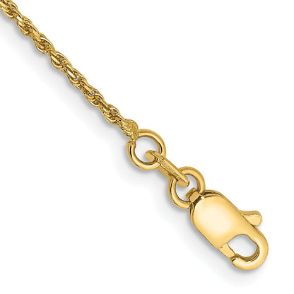 14k Yellow Gold 6 inch 1.15mm Diamond-cut Machine Made Rope with Lobster Clasp Chain Bracelet