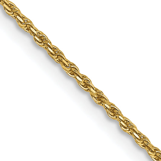 14k Yellow Gold 14 inch 1.15mm Diamond-cut Machine Made Rope with Lobster Clasp Chain Necklace