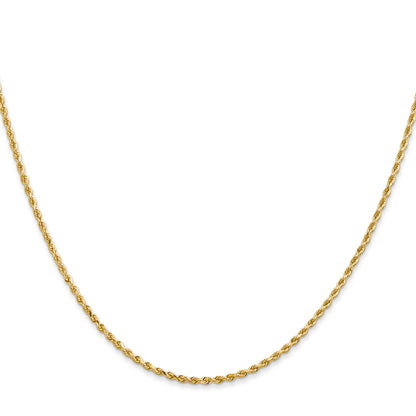 14k Yellow Gold 26 inch 1.5mm Diamond-cut Rope with Lobster Clasp Chain Necklace