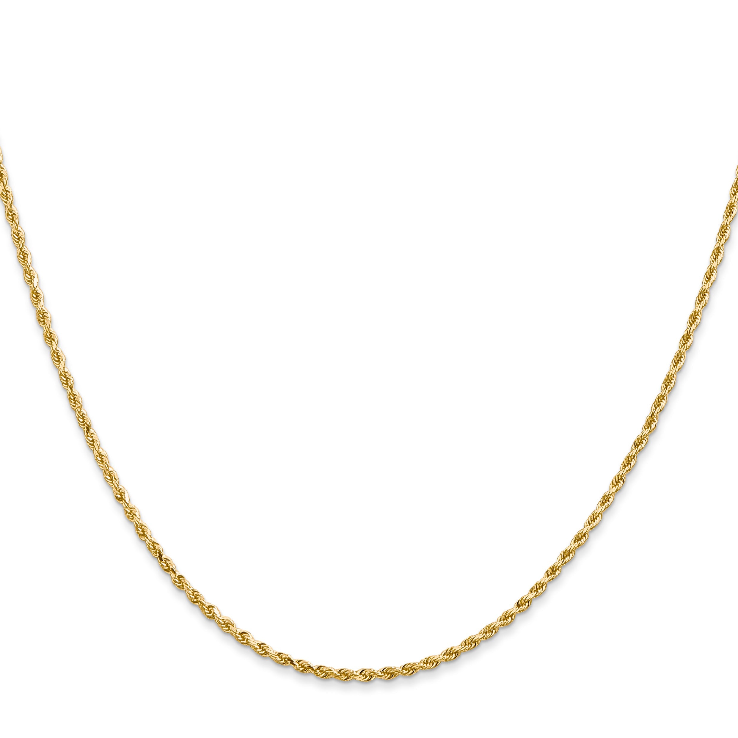 14k Yellow Gold 36 inch 1.5mm Diamond-cut Rope with Lobster Clasp Chain Necklace