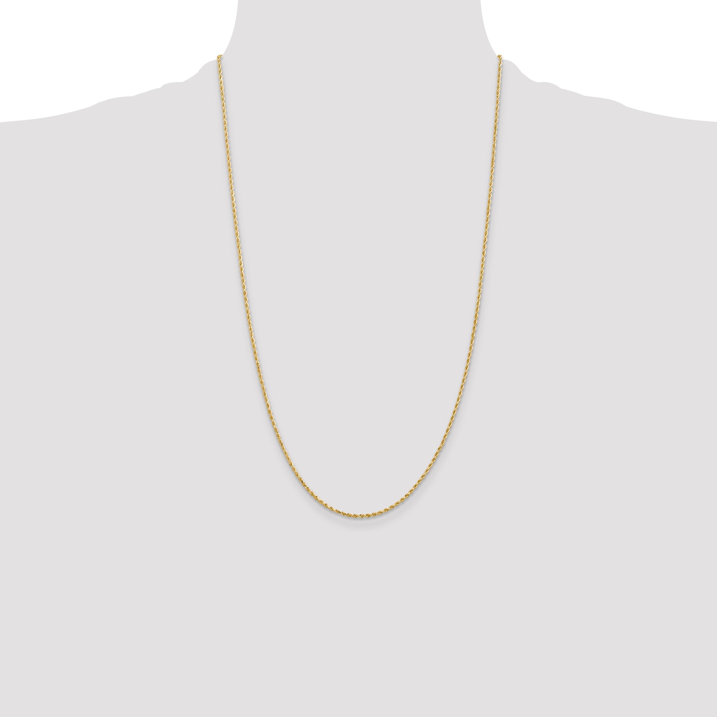 14k Yellow Gold 26 inch 1.5mm Diamond-cut Rope with Lobster Clasp Chain Necklace
