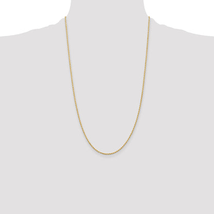14k Yellow Gold 26 inch 1.5mm Diamond-cut Rope with Lobster Clasp Chain Necklace