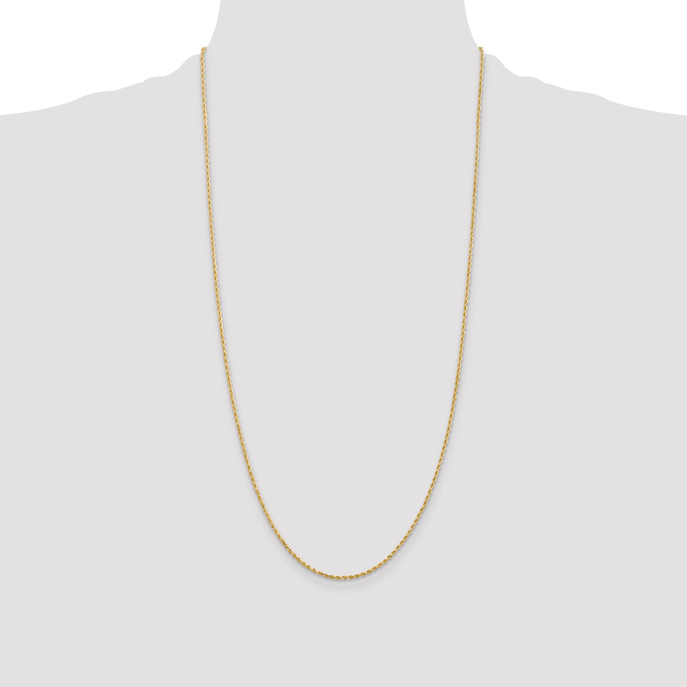 14k Yellow Gold 28 inch 1.5mm Diamond-cut Rope with Lobster Clasp Chain Necklace