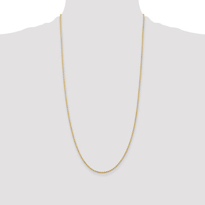 14k Yellow Gold 28 inch 1.5mm Diamond-cut Rope with Lobster Clasp Chain Necklace