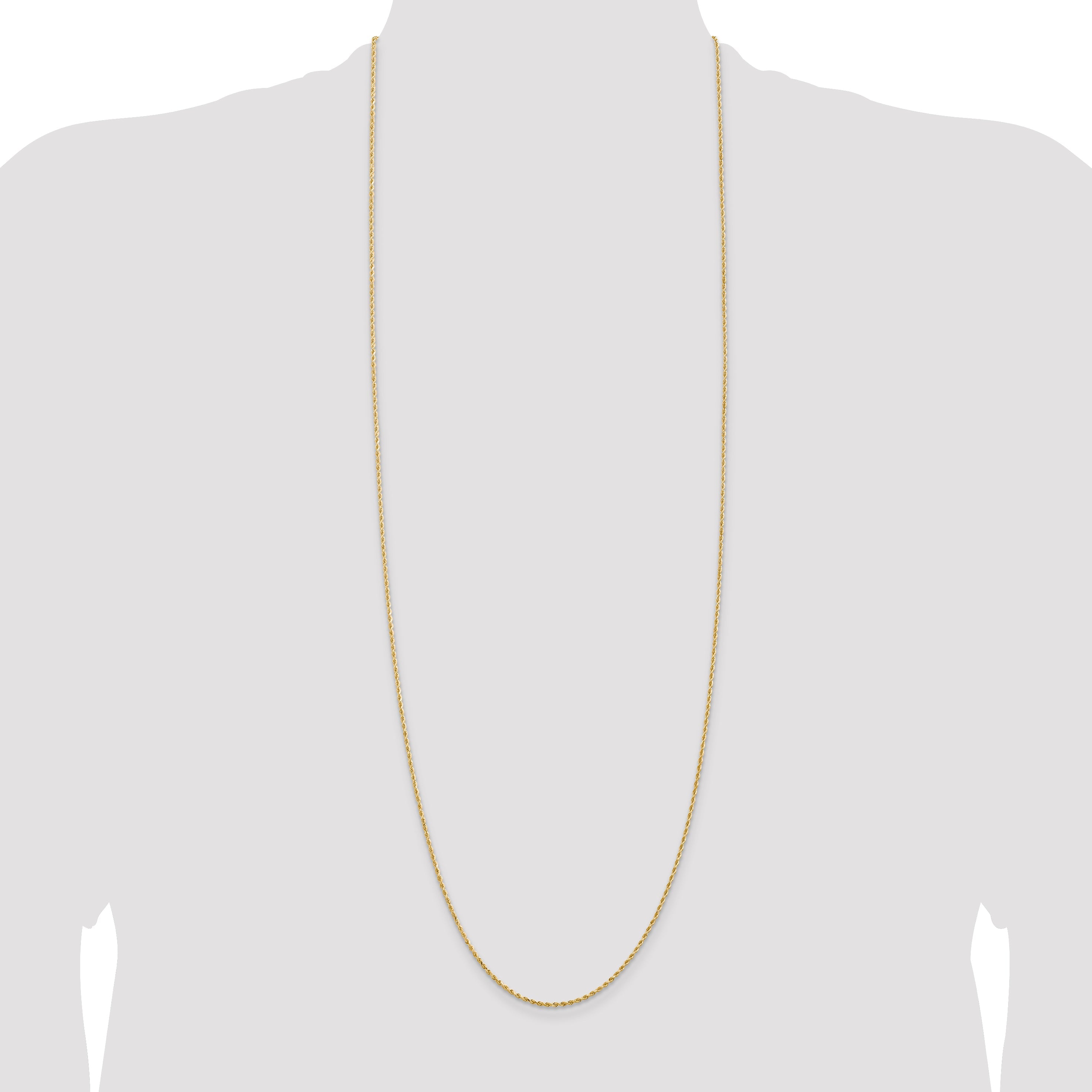 14k Yellow Gold 36 inch 1.5mm Diamond-cut Rope with Lobster Clasp Chain Necklace