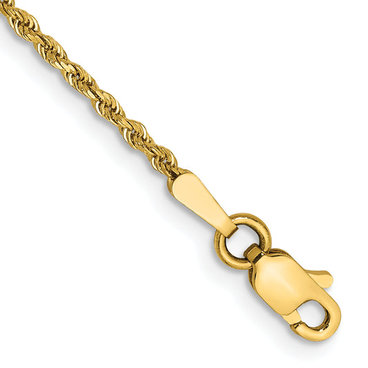 14k Yellow Gold 5.5 inch 1.5mm Diamond-cut Rope with Lobster Clasp Chain Bracelet