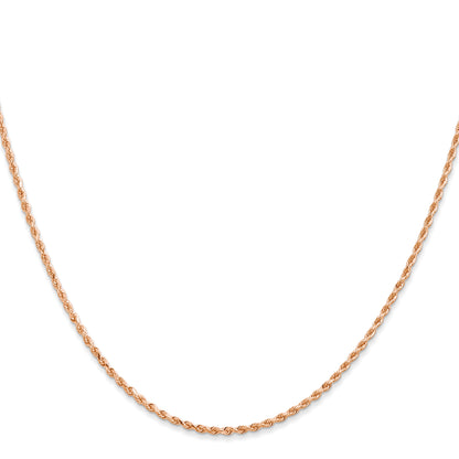 14k Rose Gold 18 inch 1.5mm Diamond-cut Rope with Lobster Clasp Chain Necklace