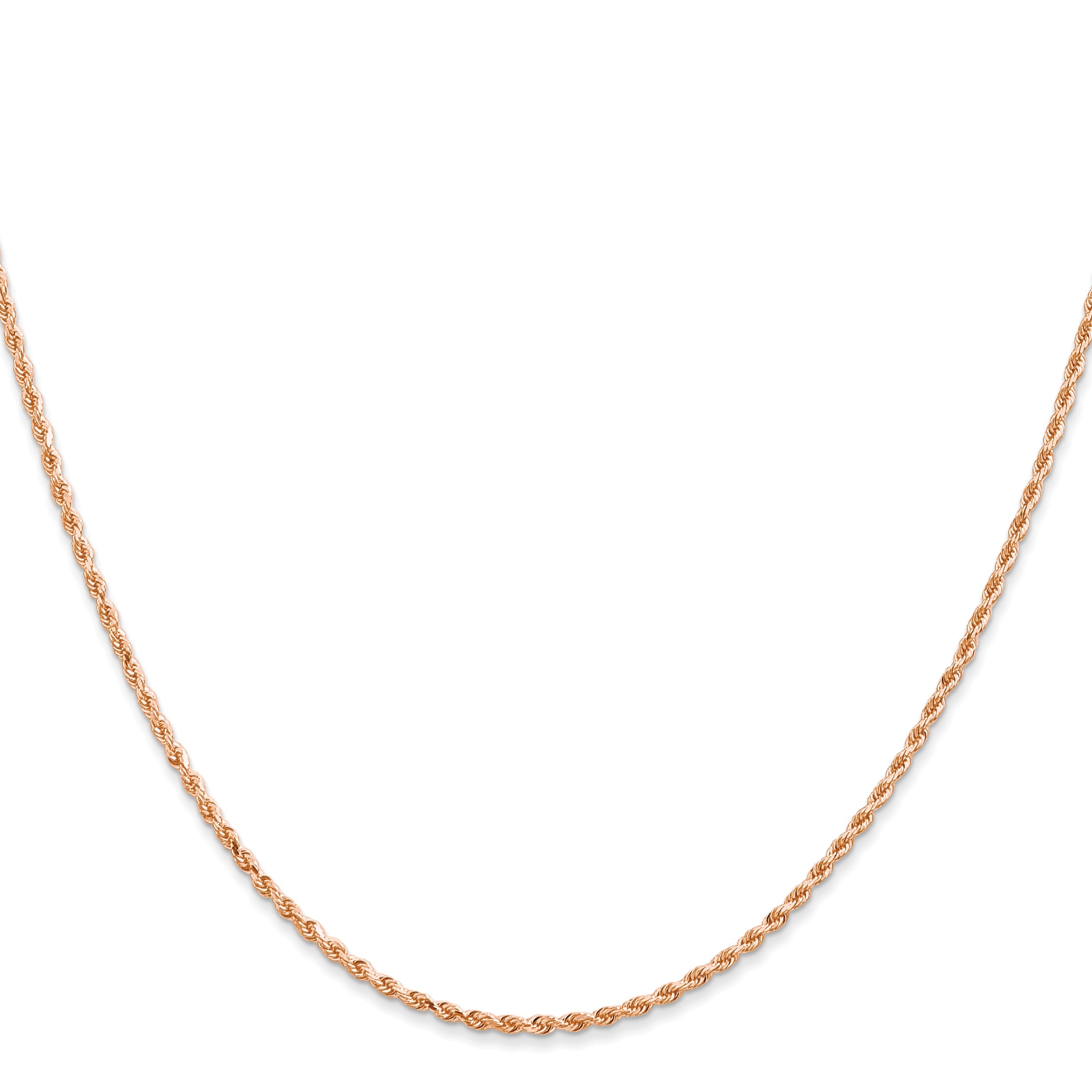 14k Rose Gold 16 inch 1.5mm Diamond-cut Rope with Lobster Clasp Chain Necklace