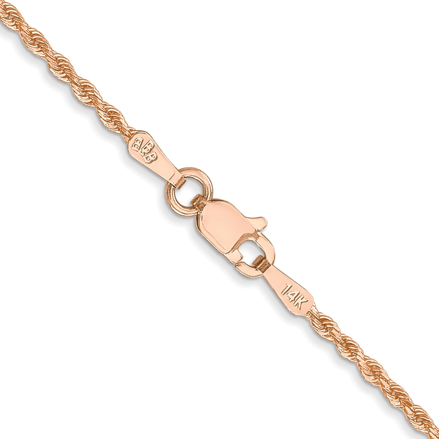 14k Rose Gold 16 inch 1.5mm Diamond-cut Rope with Lobster Clasp Chain Necklace