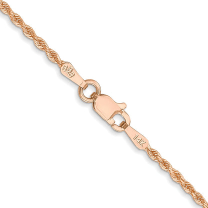 14k Rose Gold 30 inch 1.5mm Diamond-cut Rope with Lobster Clasp Chain Necklace