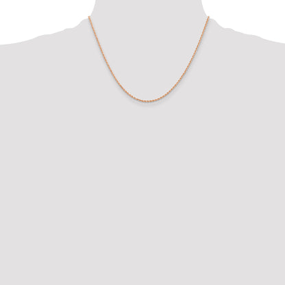 14k Rose Gold 18 inch 1.5mm Diamond-cut Rope with Lobster Clasp Chain Necklace