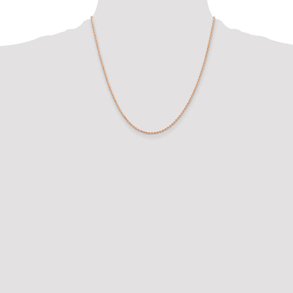 14k Rose Gold 20 inch 1.5mm Diamond-cut Rope with Lobster Clasp Chain Necklace