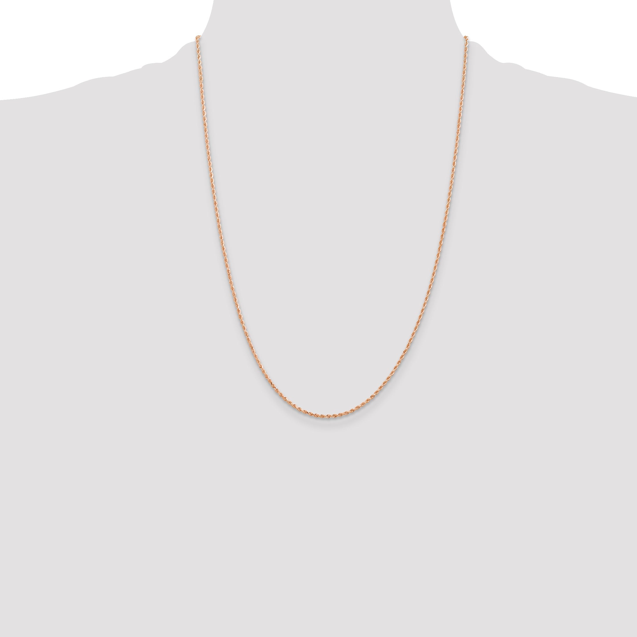 14k Rose Gold 24 inch 1.5mm Diamond-cut Rope with Lobster Clasp Chain Necklace