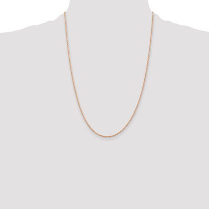 14k Rose Gold 24 inch 1.5mm Diamond-cut Rope with Lobster Clasp Chain Necklace