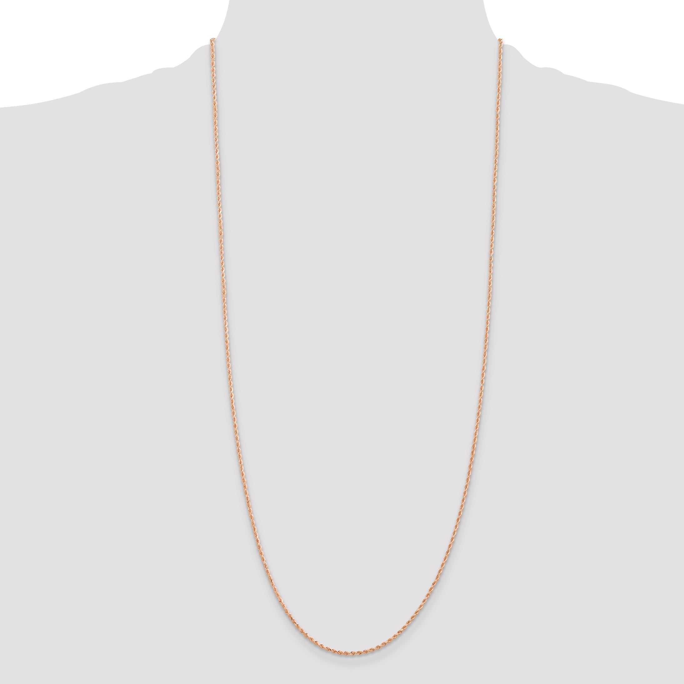 14k Rose Gold 30 inch 1.5mm Diamond-cut Rope with Lobster Clasp Chain Necklace
