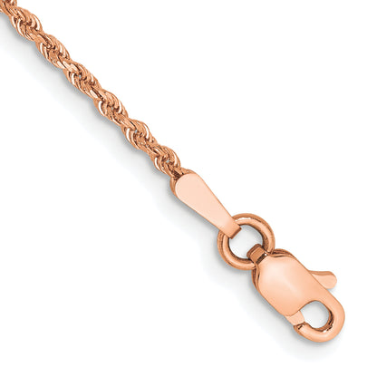 14k Rose Gold 7 inch 1.5mm Diamond-cut Rope with Lobster Clasp Chain Bracelet