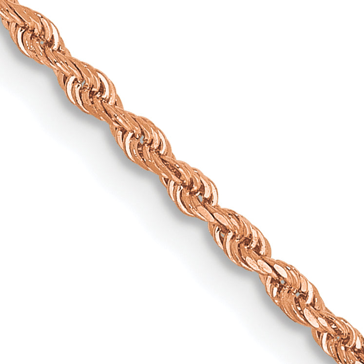 14k Rose Gold 20 inch 1.5mm Diamond-cut Rope with Lobster Clasp Chain Necklace