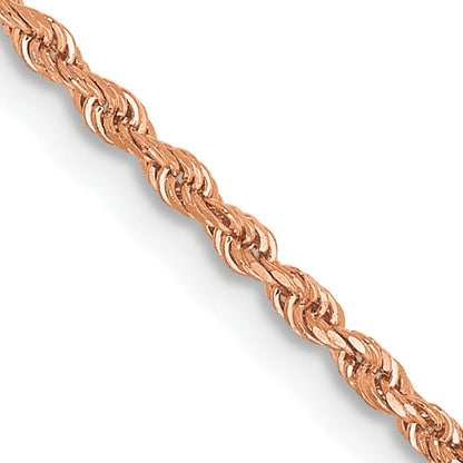 14k Rose Gold 24 inch 1.5mm Diamond-cut Rope with Lobster Clasp Chain Necklace