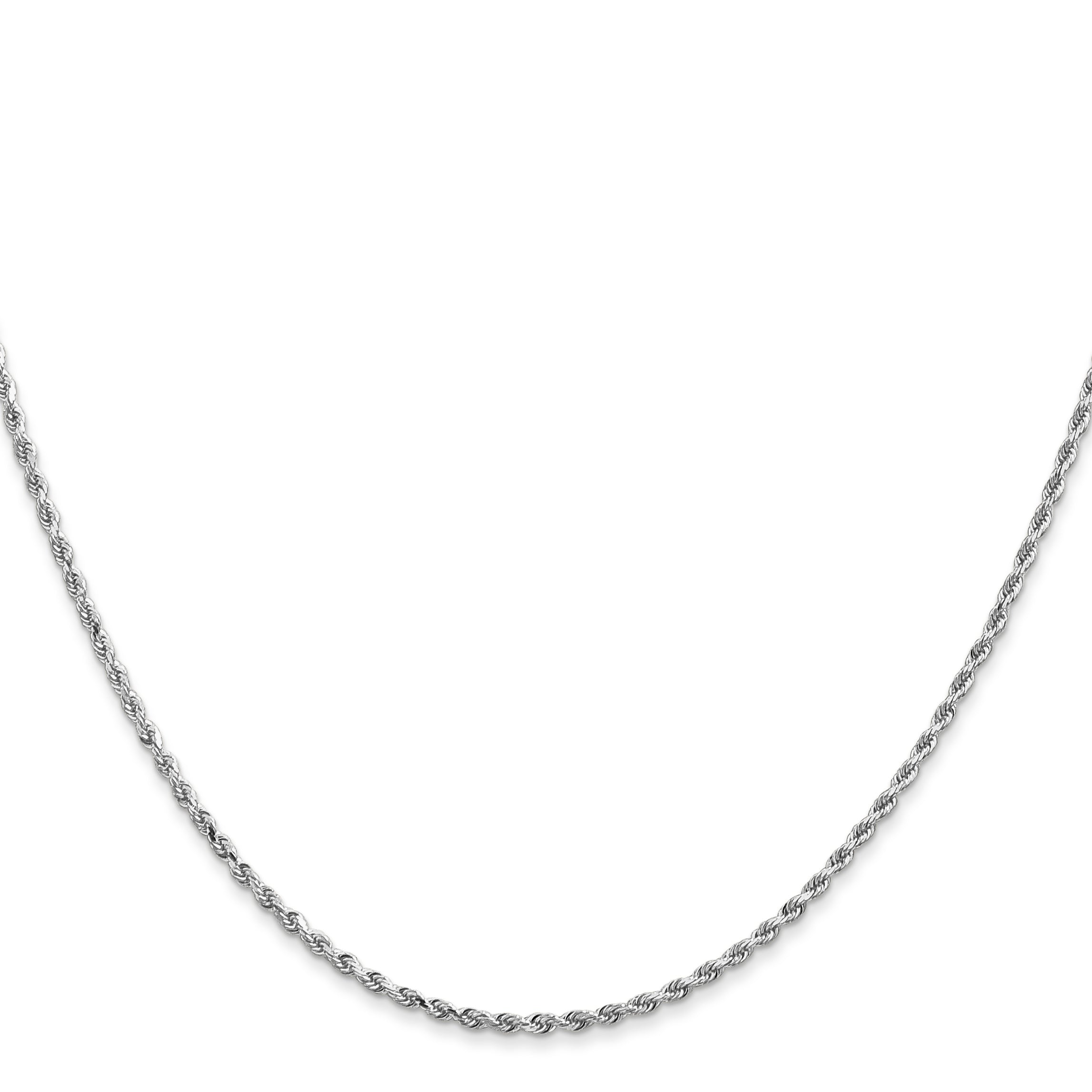 14k White Gold 30 inch 1.5mm Diamond-cut Rope with Lobster Clasp Chain Necklace