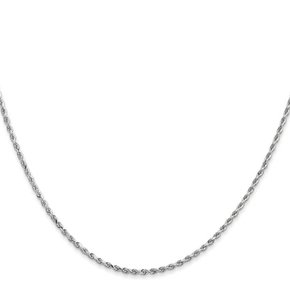 14k White Gold 30 inch 1.5mm Diamond-cut Rope with Lobster Clasp Chain Necklace