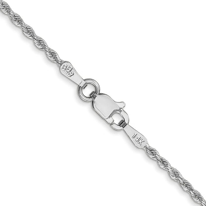 14k White Gold 20 inch 1.5mm Diamond-cut Rope with Lobster Clasp Chain Necklace